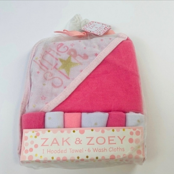 3/$15! NWT Baby Girl Pink Bath Towel Set